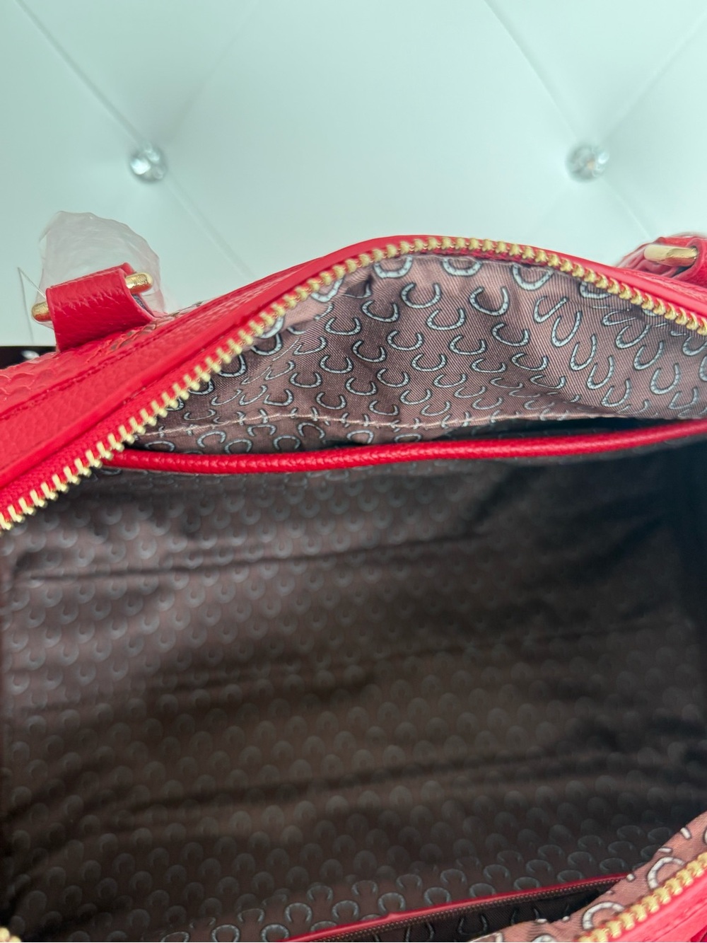 Designer-Inspired Red Patchwork Satchel | Includes Matching Wallet - Picture 14 of 15